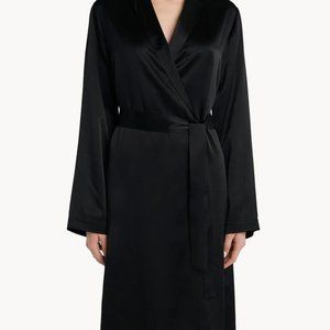 La PERLA Black Luxury Silk Robe with sash , Sz L, NEW w/Tags NWT